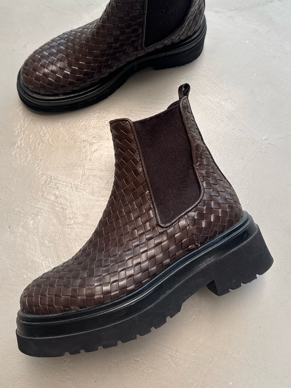 Handmade in Spain woven leather lug boots